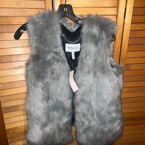 BCBGeneration Gray Faux Fur Vest